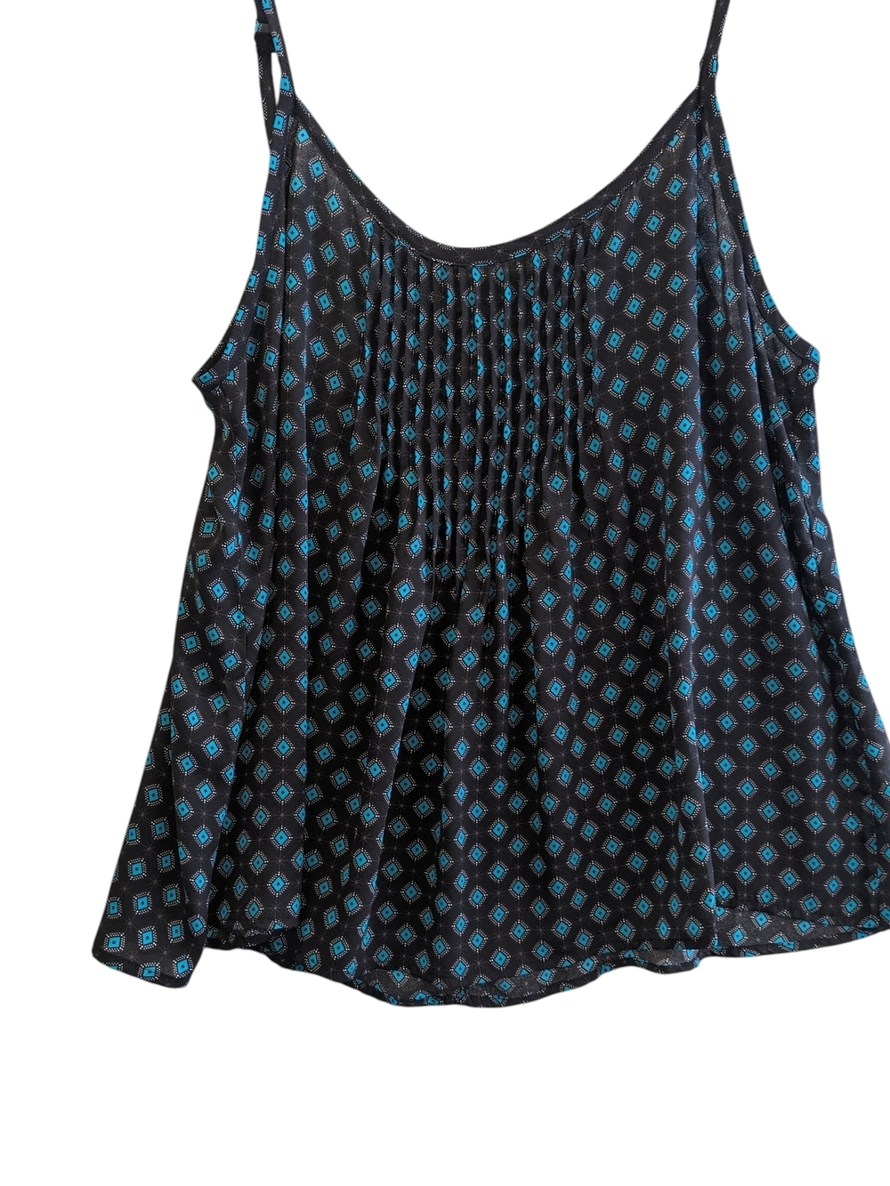 Torrid Black & Teal Geometric Print Camisole Pleated Front Size XL